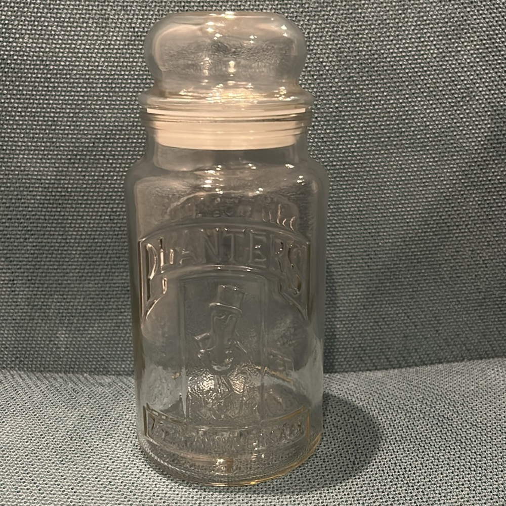 Vintage 75th Anniversary Planters, Mr. Peanut Glass Jar with Lid